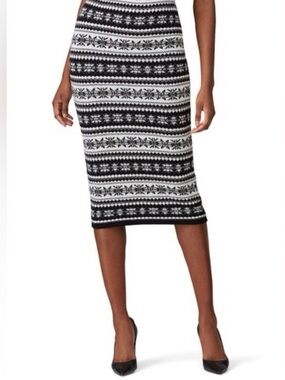Ralph Lauren Black and White Fair Isle Pencil Skirt - Medium